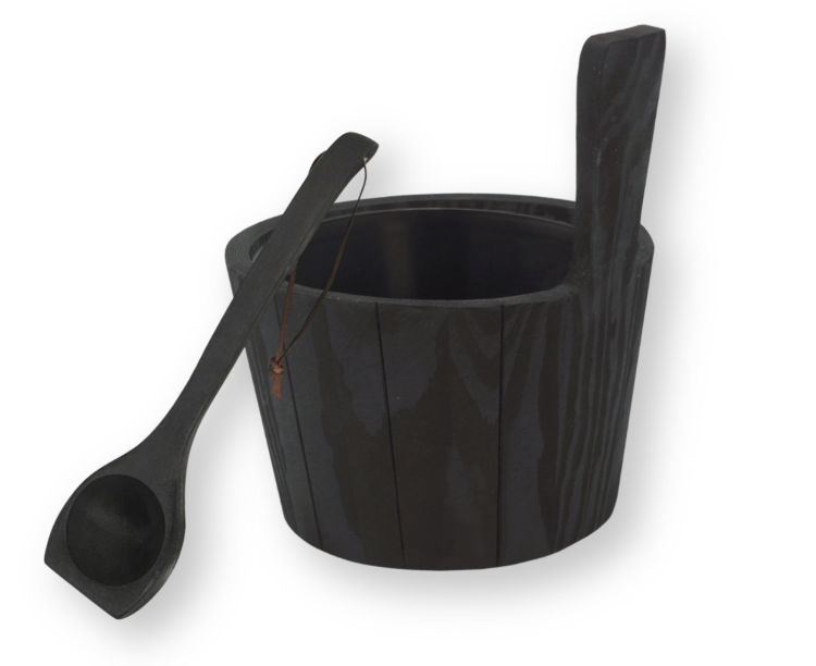 Grooved Sauna Bucket & Ladle Snow